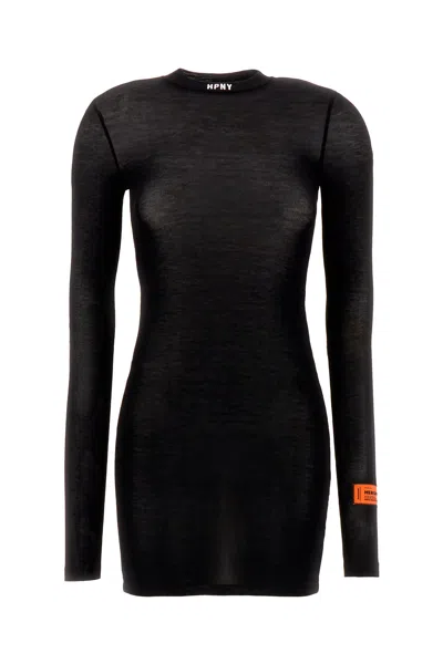 Heron Preston Black Stretch Viscose Mini Dress In 1001