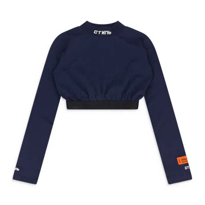 Heron Preston Blue Cropped Logo Turtleneck