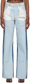 Heron Preston Blue Washed Insideout Carpenter Jeans In Indigo Black
