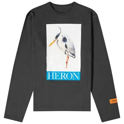 Pre-owned Heron Preston Boxed Painted Heron Bird Logo Long Sleeved Black T-shirt