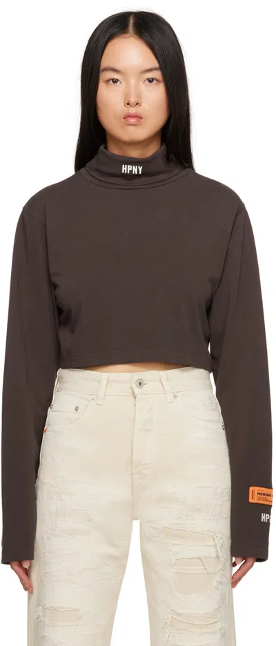 Heron Preston Brown 'hpny' Long Sleeve T-shirt In Brown White