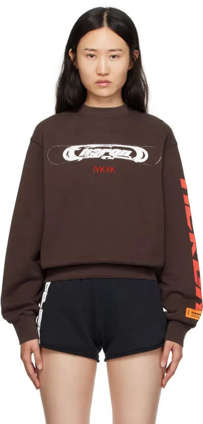 Heron Preston Brown 'iykyk' Sweatshirt In Brown White