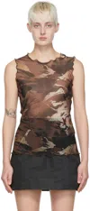 Heron Preston Brown Nylon Tank Top In 400 Camouflage Brown