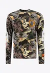 Heron Preston "flaming Camo" Crew Neck T-shirt In Green