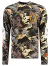 Heron Preston "flaming Camo" Crew Neck T-shirt In Gray
