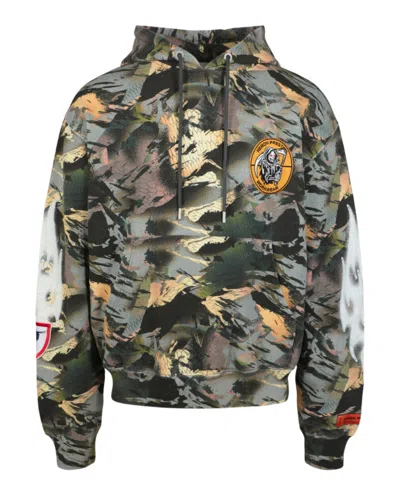 Heron Preston Camouflage Flaming Sleeve Hoodie In Multi