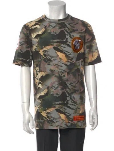 Pre-owned Heron Preston Camouflage Print Crew Neck T-shirt In Green
