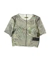 Heron Preston Camouflage-print Mesh Crop Top In Gray