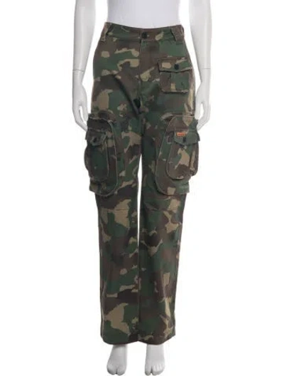Pre-owned Heron Preston Camouflage Print Straight Leg Pants In Green