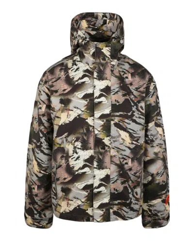Heron Preston Camouflage Tape Military Jacket In Brown