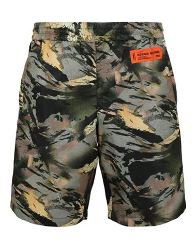 Heron Preston Camouflage Track Shorts Man Shorts & Bermuda Shorts Multicolored Size Xxl Polyamide In Fantasy