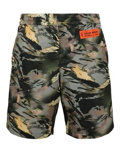 Heron Preston Camouflage Track Shorts In Green