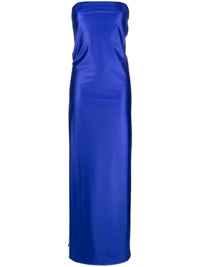Heron Preston Cut-out Detail Strapless Dress In Blue