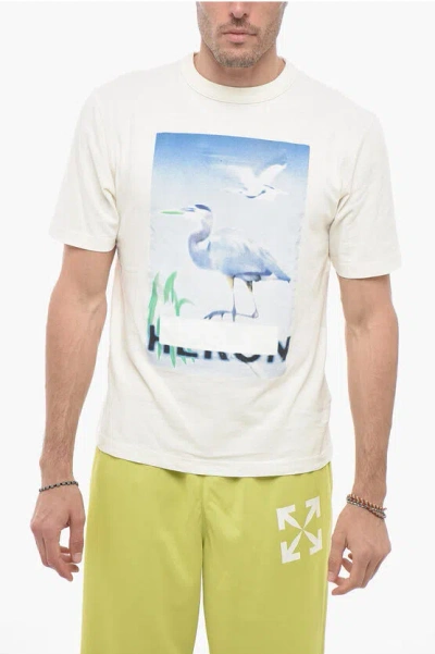 Heron Preston Censored Heron Printed T-shirt In White Light Blue