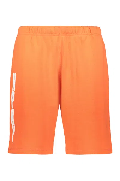 Heron Preston Cotton Bermuda Shorts In Orange