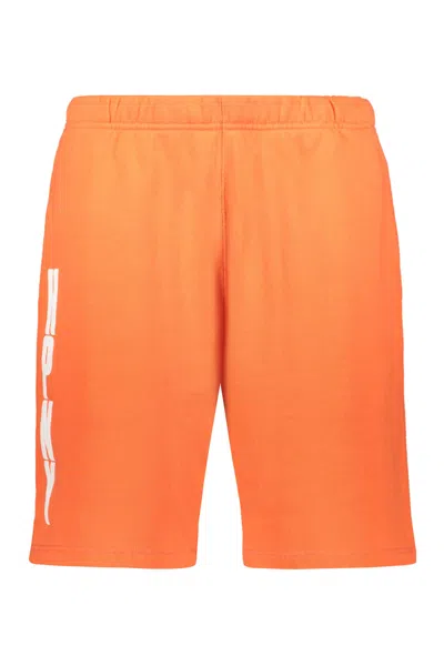 Heron Preston Cotton Bermuda Shorts In Orange