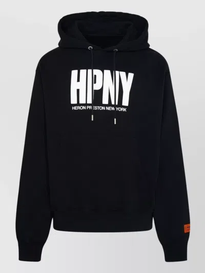 Heron Preston Cotton Hoodie With Hood And Kangaroo Pocket In Black