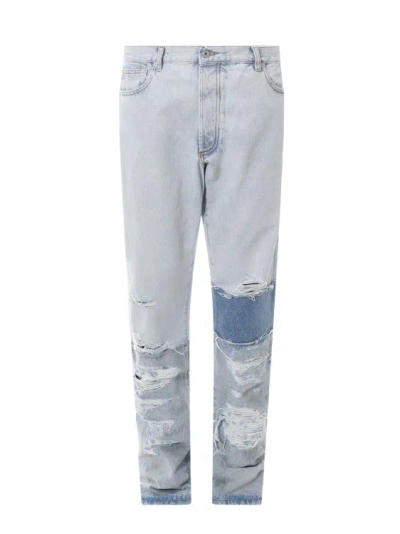 Heron Preston Cotton Jeans With Back Logo Patch In Blue