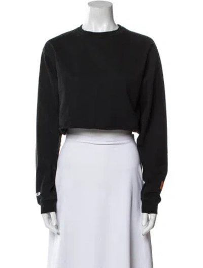 Pre-owned Heron Preston Crew Neck Long Sleeve Crop Top In Black