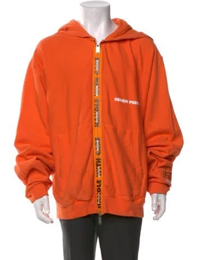 Pre-owned Heron Preston Crew Neck Long Sleeve Hoodie In Orange