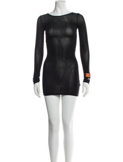 Pre-owned Heron Preston Crew Neck Mini Dress In Black