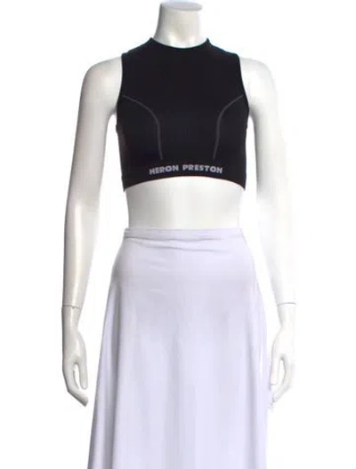 Pre-owned Heron Preston Crew Neck Sleeveless Crop Top In Black