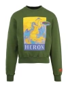 Heron Preston Green Sweatshirt With Logoed Graphic Print In Green
