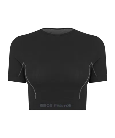 Heron Preston Cropped Logo T-shirt In Black