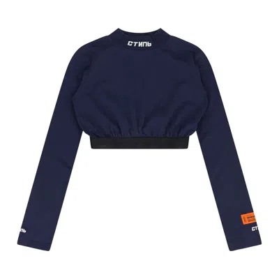 Pre-owned Heron Preston Cropped Logo Turtleneck 'blue' | Women's Size S