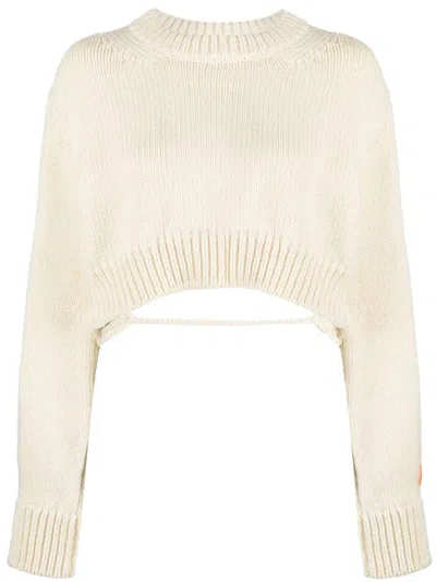 Heron Preston Cropped Wool Jumper With Open Back In White