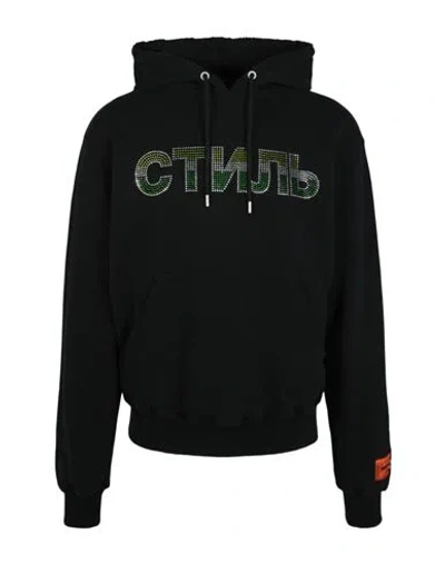 HERON PRESTON HERON PRESTON CRYSTAL EMBELLISHED CTNMB HOODIE MAN SWEATSHIRT BLACK SIZE S COTTON