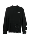 Heron Preston Ctnmb Logo Shredded Knit Sweater In Black