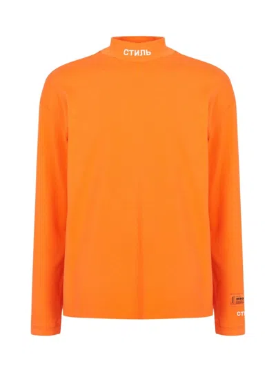 Heron Preston Ctnmb Logo Turtleneck Sweatshirt In Orange