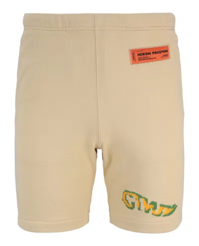 Heron Preston Pixel Jersey Shorts Beige