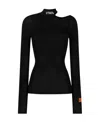 Heron Preston Cut-out Shoulder Long-sleeve T-shirt In Black