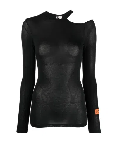 Heron Preston Cut-out Shoulder T-shirt In Black