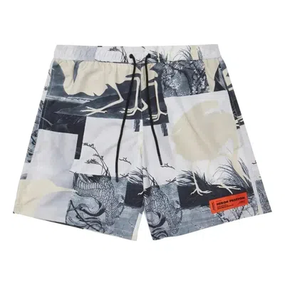 Heron Preston Cutout Swimshorts 'grey' In Multi