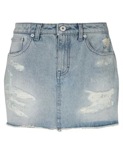 Heron Preston Denim Mini Skirt In Blue