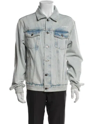 Pre-owned Heron Preston Diagonals Denim Jacket In Blue