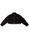 Heron Preston Distressed Cropped Denim Jacket In Black
