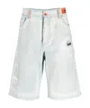 Heron Preston Distressed Denim Shorts In White