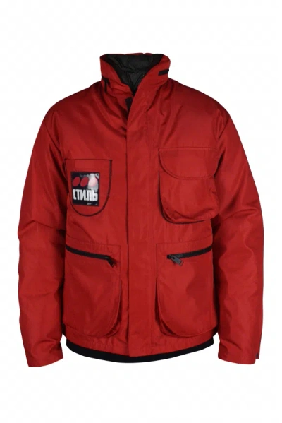 Heron Preston Red Down Jacket With Hidden Hood