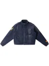 Heron Preston Eagle-patch Distressed-effect Jacket In Blue