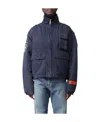 Heron Preston Eagle-patch Distressed-effect Jacket In Blue