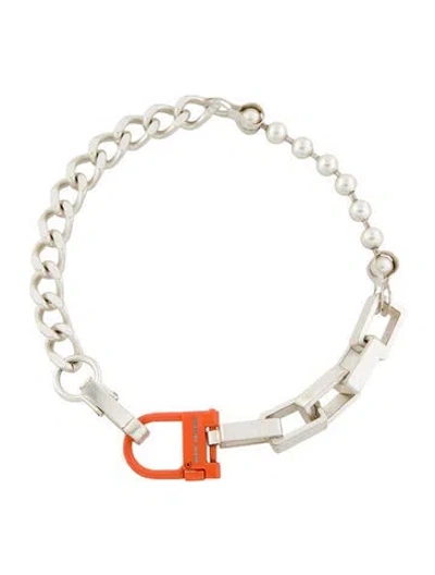 Pre-owned Heron Preston Enamel Multichain Collar Necklace, 19"