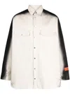 HERON PRESTON FADED-EFFECT LOGO-PATCH SHIRT