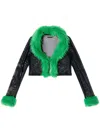 Heron Preston Faux-fur Mesh Cardigan In Black