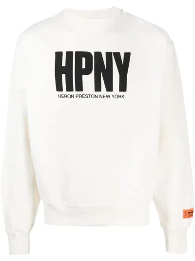 Heron Preston Crew Neck Cotton Sweatshirt With Bold Logo In Neutral