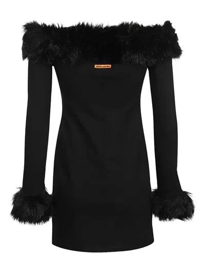 HERON PRESTON FUR-TRIMMED STRAPLESS MINI DRESS