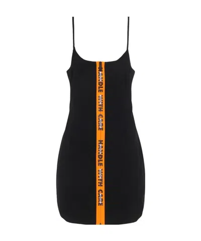 Heron Preston Gabardine Zipped Short Dress In Black